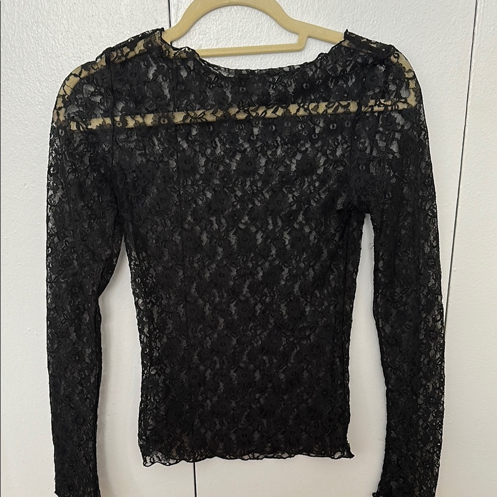 H&M Black Fitted Long Sleeve Blouse